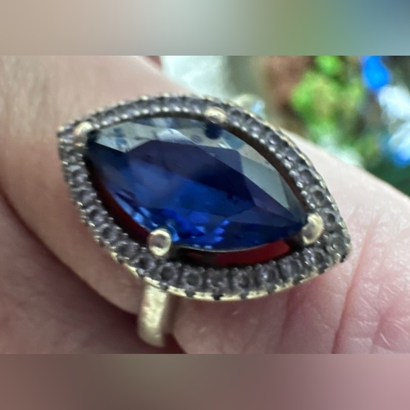 Tanzanite Sapphire Genuine Blue Aura Ring – .925 Sterling Silver – Size 5.5 ✨